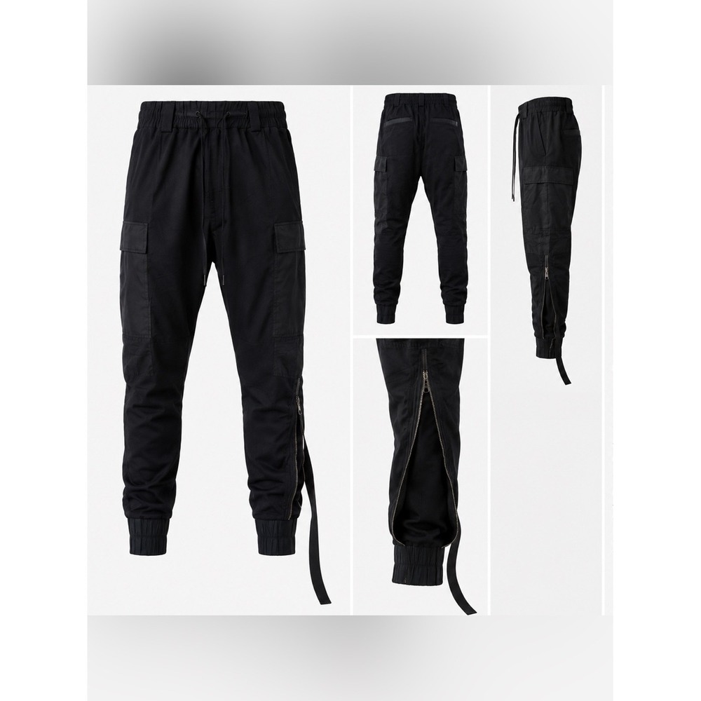 Nicholas K Unisex Black Cargo Jogger Pants XS Techwear Utility Zip Ankle Goth